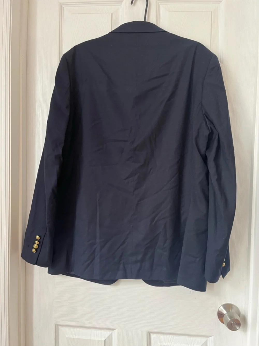 Polo Ralph Lauren Navy Two-Button Gold Wool-Blend Gabardine Blazer size 44L READ